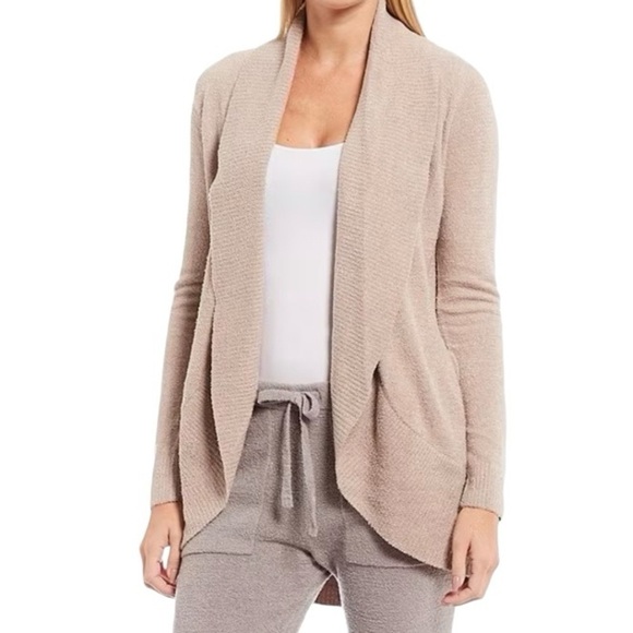 Barefoot Dreams CozyChic Lite Circle Lounge Cardigan Taupe Tan Size Medium - Picture 1 of 8